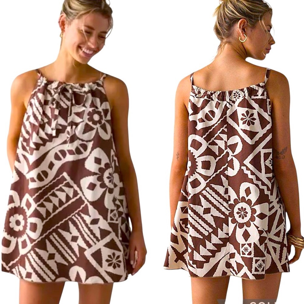 BDG by Urban Outfitters Eva Tie-Front Ruched Strap Trapse Mini Dress Size M